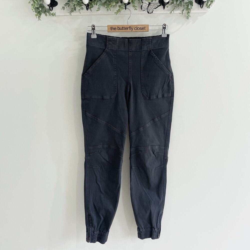 Spanx Stretch Mid Rise Twill Joggers Womens M Ankle Cuffed Shaping